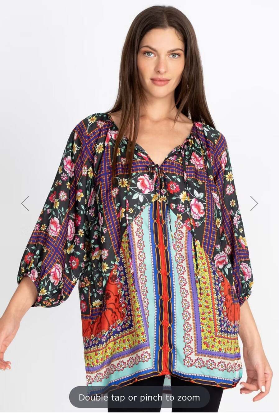 Johnny Was Lookout electra tunic Blouse 100% silk